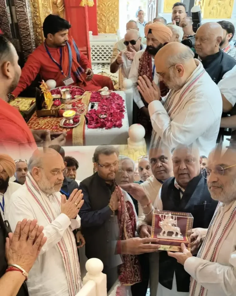 श्री देवी तालाब मंदिर पहुंचे देश के ग्रह मंत्री अमित शाह